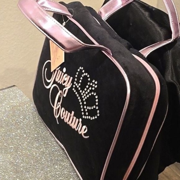 Juicy Couture Rhinestone Crown Signature Logo Velour Hanging Travel Cosmetic Bag - Picture 3 of 6